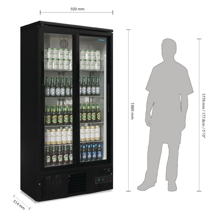 Polar G-Series Upright Back Bar Cooler with Sliding Doors 490Ltr Polar