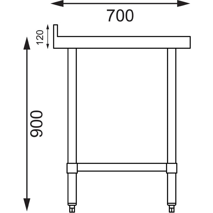 Vogue Stainless Steel Table with Upstand 600mm Vogue