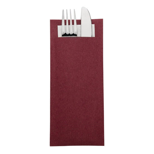 Europochette Burgundy Cutlery Pouch with White Napkin (500 Pack) Europochette