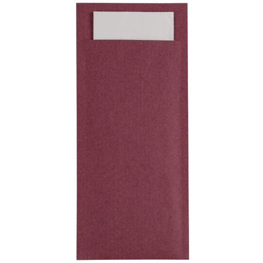 Pack Quantity: 500. Colour: Burgundy Pouch & White Napkin