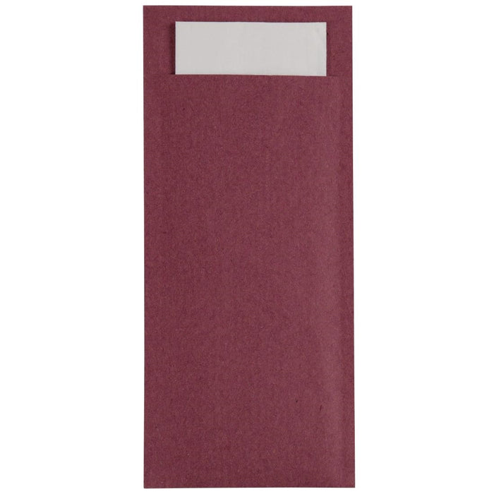 Pack Quantity: 500. Colour: Burgundy Pouch & White Napkin