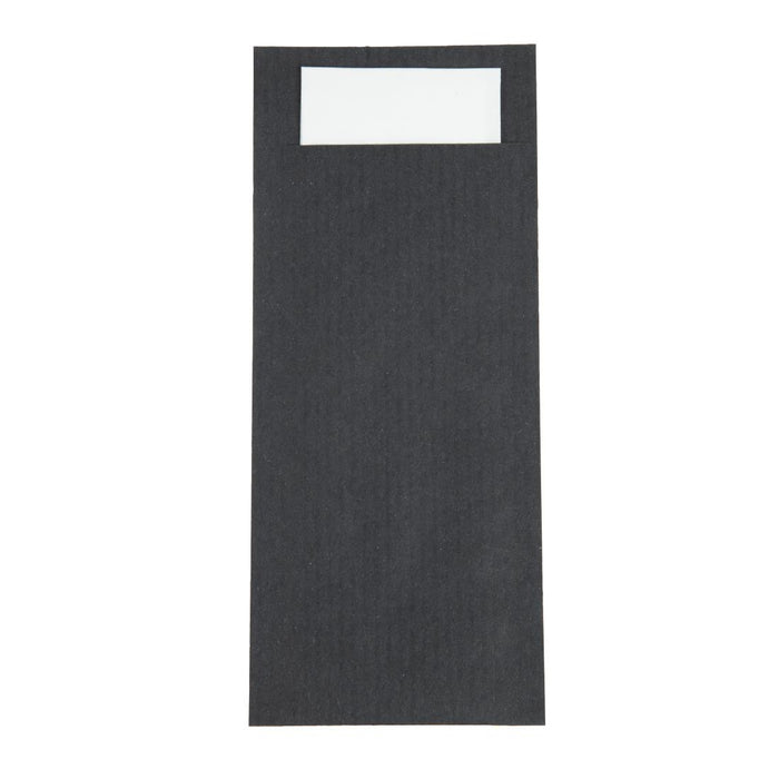 Pack Quantity: 500. Colour: Black Pouch & White Napkin