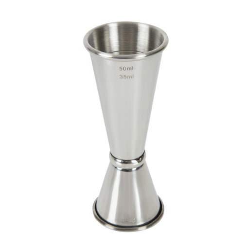 25ml and 50ml measure. Stainless steel