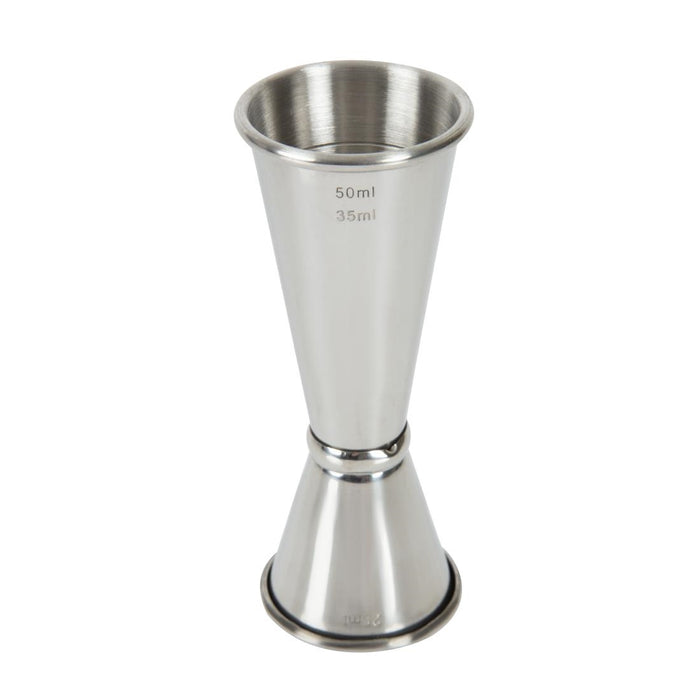 25ml and 50ml measure. Stainless steel