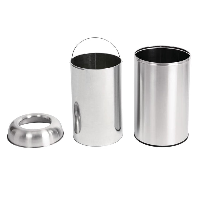 Bolero Bullet Bin with Open Top Lid Silver 40Ltr Bolero