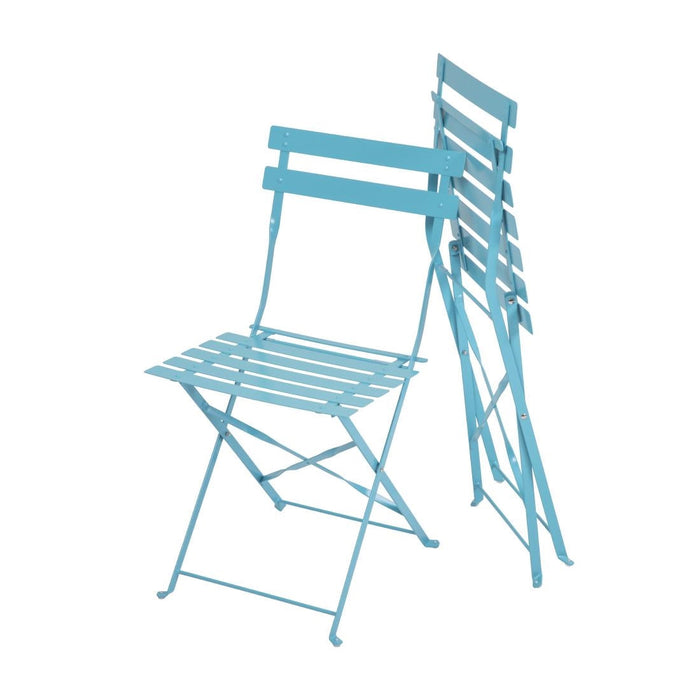 Bolero Perth Blue Pavement Style Steel Folding Chairs (2 Pack) Bolero