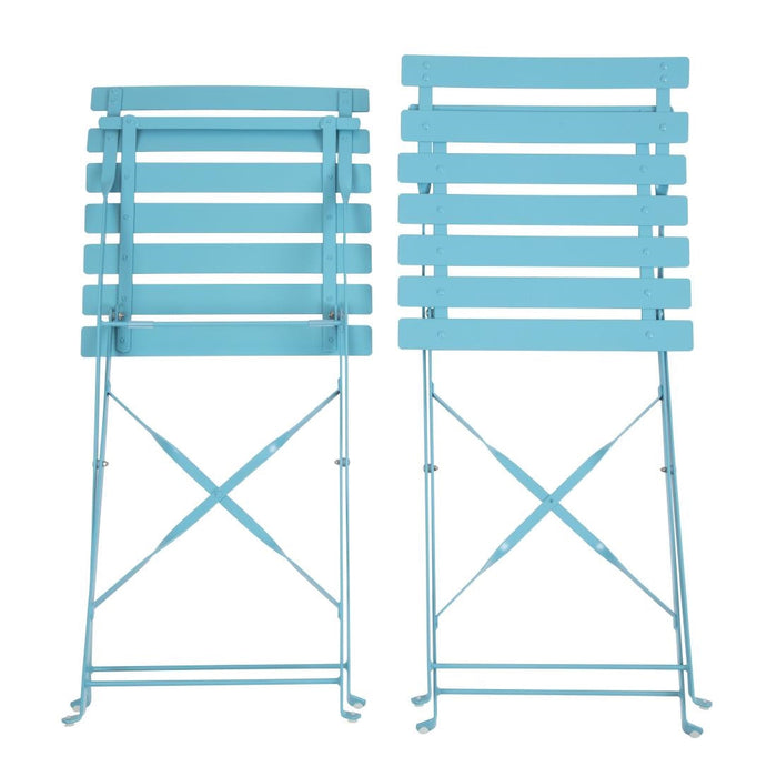 Bolero Perth Blue Pavement Style Steel Folding Chairs (2 Pack) Bolero