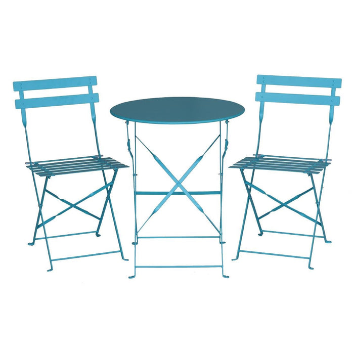 Bolero Perth Blue Pavement Style Steel Folding Chairs (2 Pack) Bolero