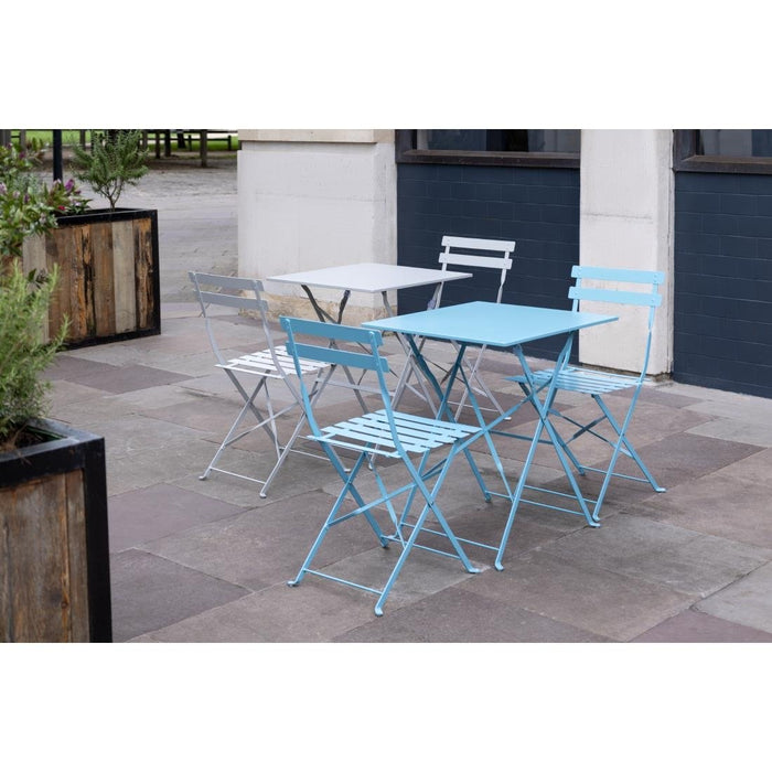 Bolero Perth Blue Pavement Style Steel Folding Chairs (2 Pack) Bolero