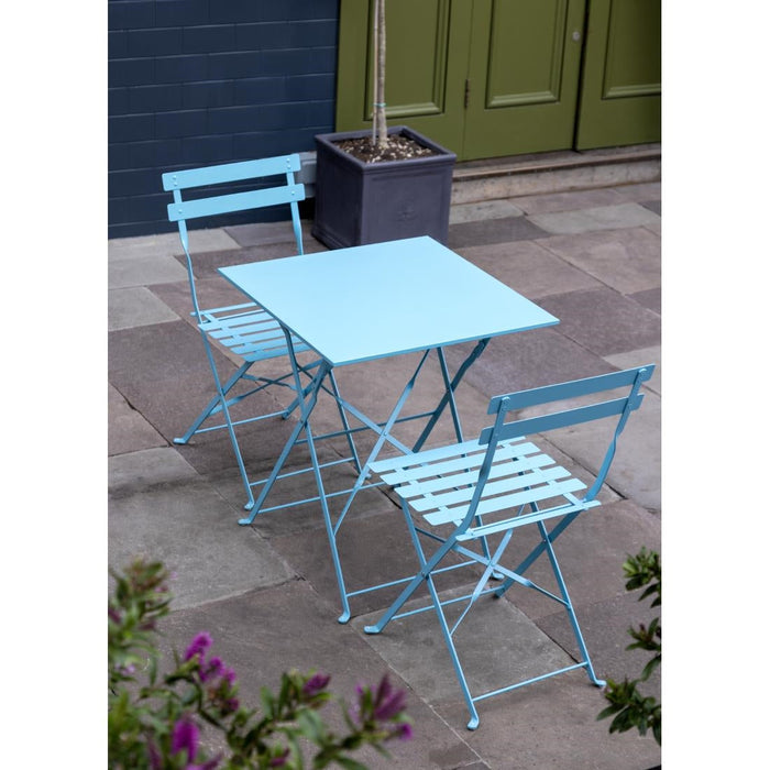 Bolero Perth Blue Pavement Style Steel Folding Chairs (2 Pack) Bolero