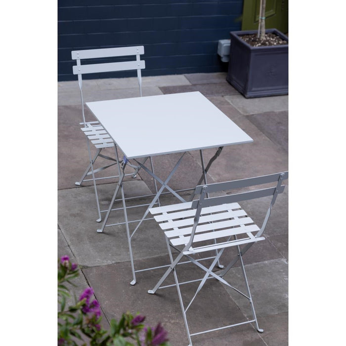 Bolero Perth Grey Pavement Style Steel Folding Chairs (2 Pack) Bolero