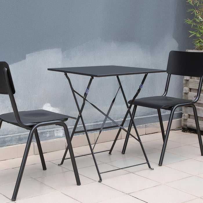 Bolero Perth Black Pavement Style Steel Table Square 600mm Bolero