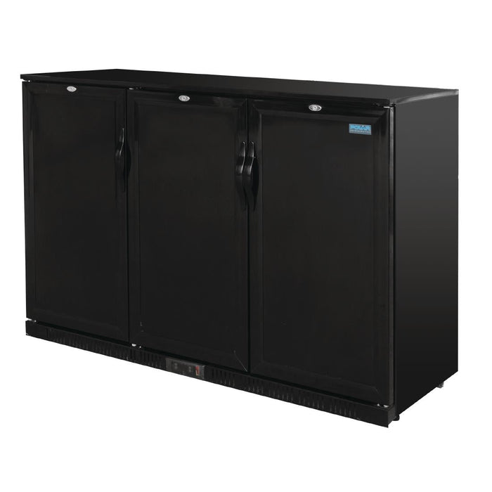 Polar G-Series 900mm Triple Solid Door Back Bar Cooler in Black 330Ltr Polar