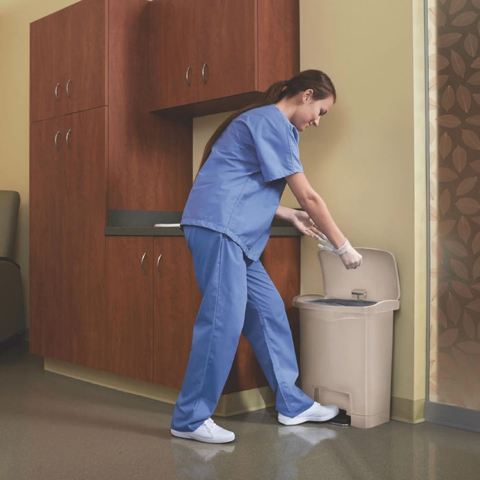 Rubbermaid Slim Jim Front Step-On Pedal Bin Beige 30Ltr Slim Jim