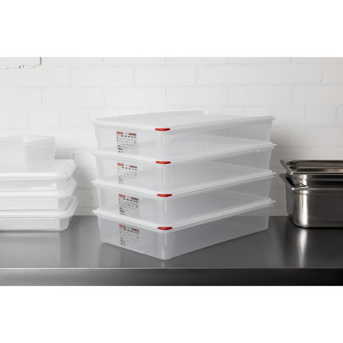 Araven Polypropylene 1/1 Gastronorm Food Containers 13.7Ltr with Lid (4 Pack) Araven