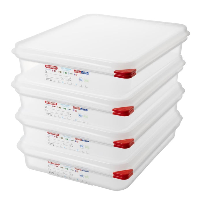 Araven Polypropylene 1/2 Gastronorm Food Containers 4Ltr (4 Pack) Araven