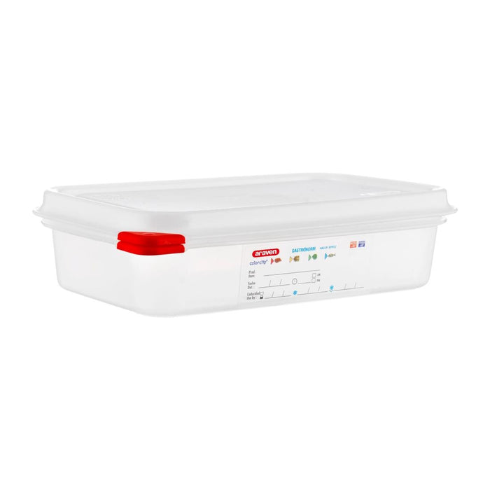 Capacity: 1.8Ltr. GN 1/4. Depth: 65mm.