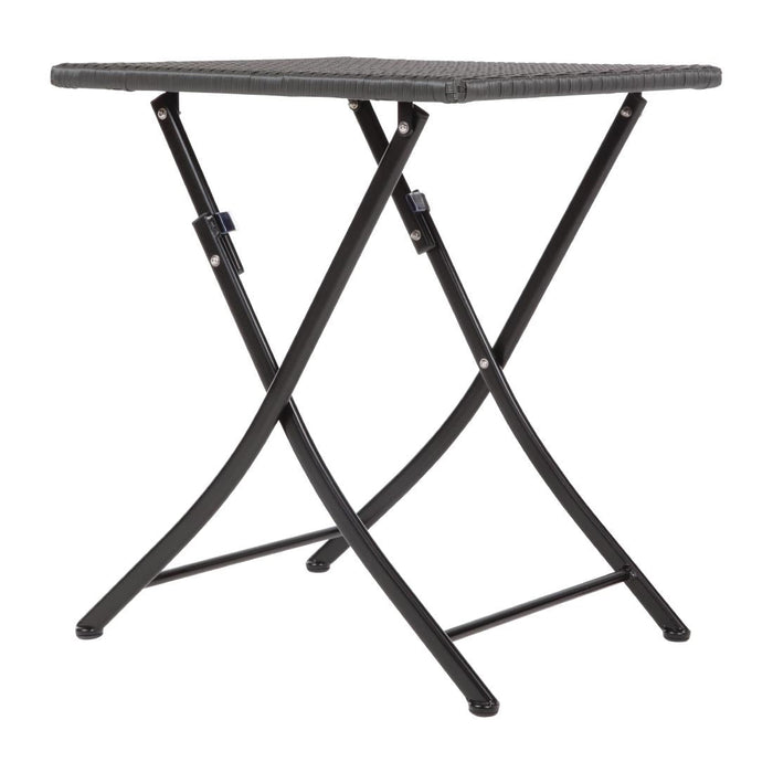Bolero Square PE Wicker Folding Table Black 600mm Bolero