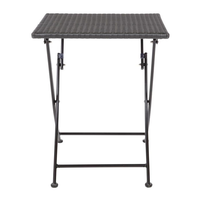 Bolero Square PE Wicker Folding Table Black 600mm Bolero