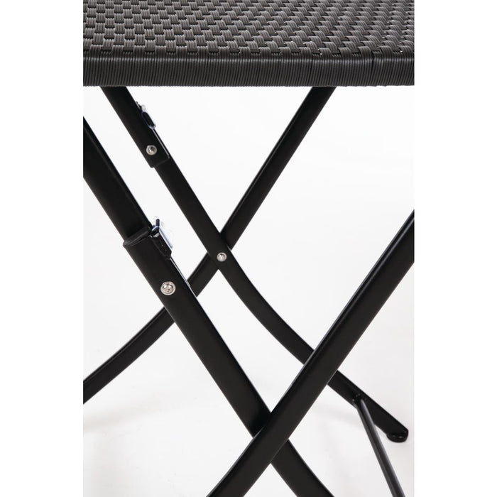 Bolero Square PE Wicker Folding Table Black 600mm Bolero