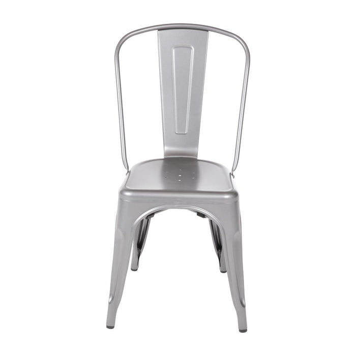 Galvanised Steel. Seat Height: 440mm. Stackable