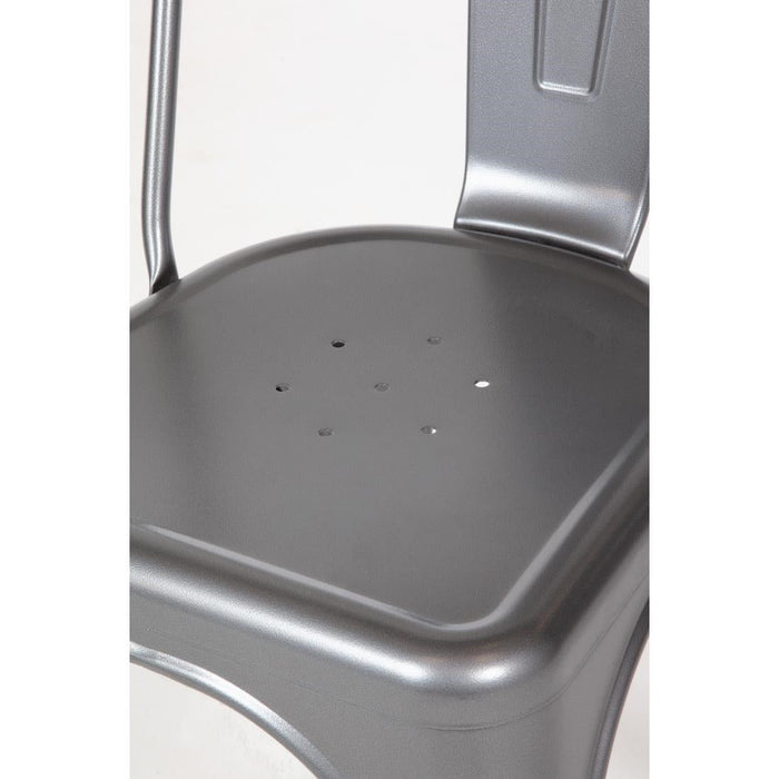 Bolero Bistro Steel Side Chairs Gun Metal Grey (4 Pack) Bolero