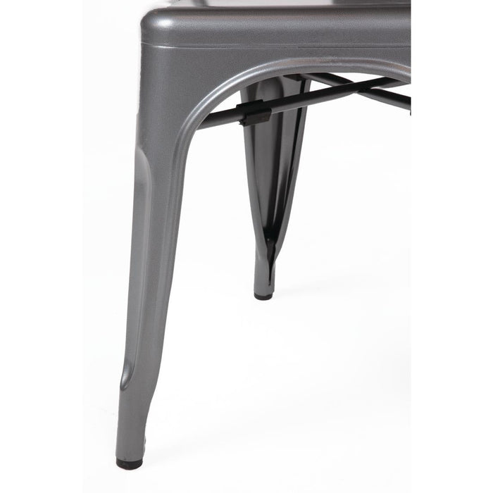Bolero Bistro Steel Side Chairs Gun Metal Grey (4 Pack) Bolero