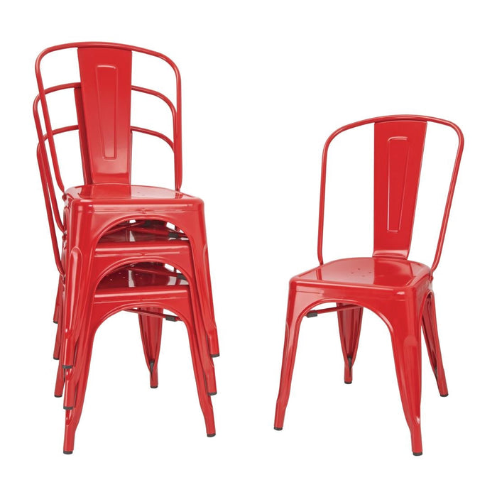 Bolero Bistro Steel Side Chair Red (4 Pack) Bolero