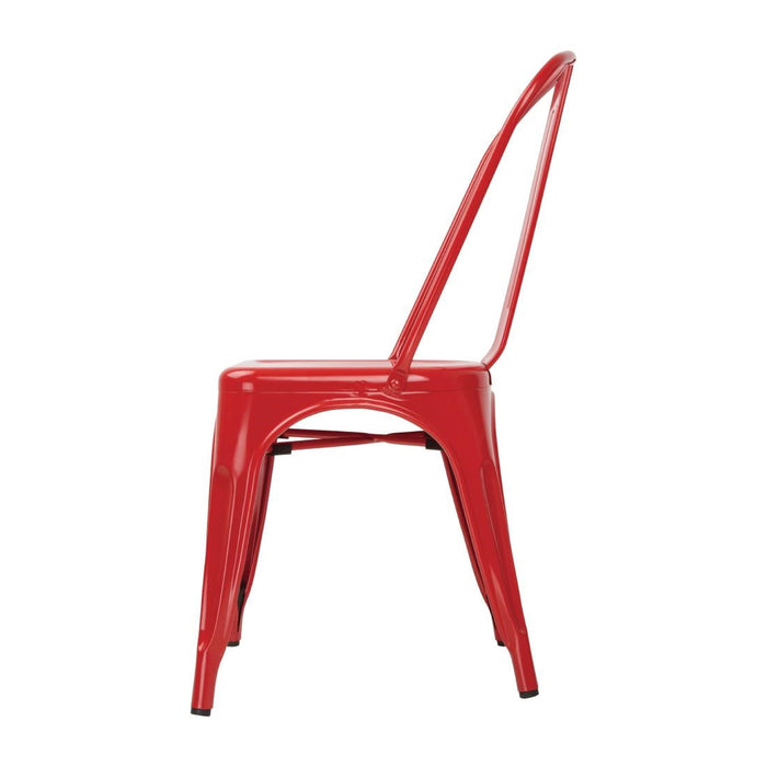 Bolero Bistro Steel Side Chair Red (4 Pack) Bolero