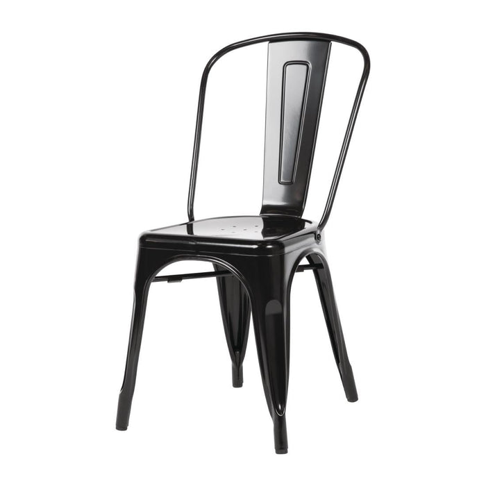 Bolero Bistro Steel Side Chairs Black (4 Pack) Bolero