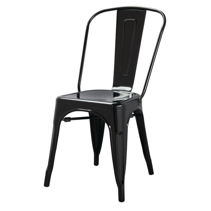 Bolero Bistro Steel Side Chairs Black (4 Pack) Bolero