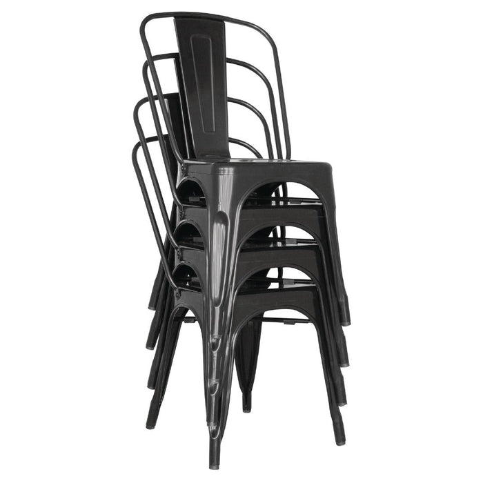 Bolero Bistro Steel Side Chairs Black (4 Pack) Bolero