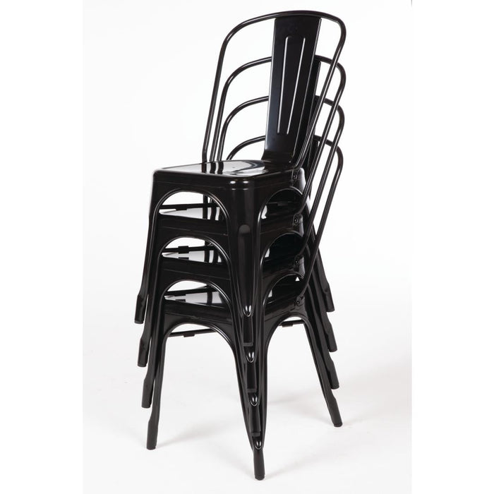 Bolero Bistro Steel Side Chairs Black (4 Pack) Bolero