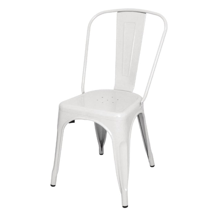 Bolero Bistro Steel Side Chair White (4 Pack) Bolero