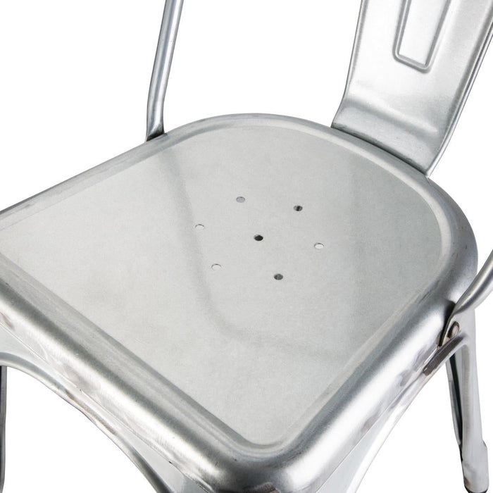 Bolero Bistro Galvanised Steel Side Chairs (4 Pack) Bolero