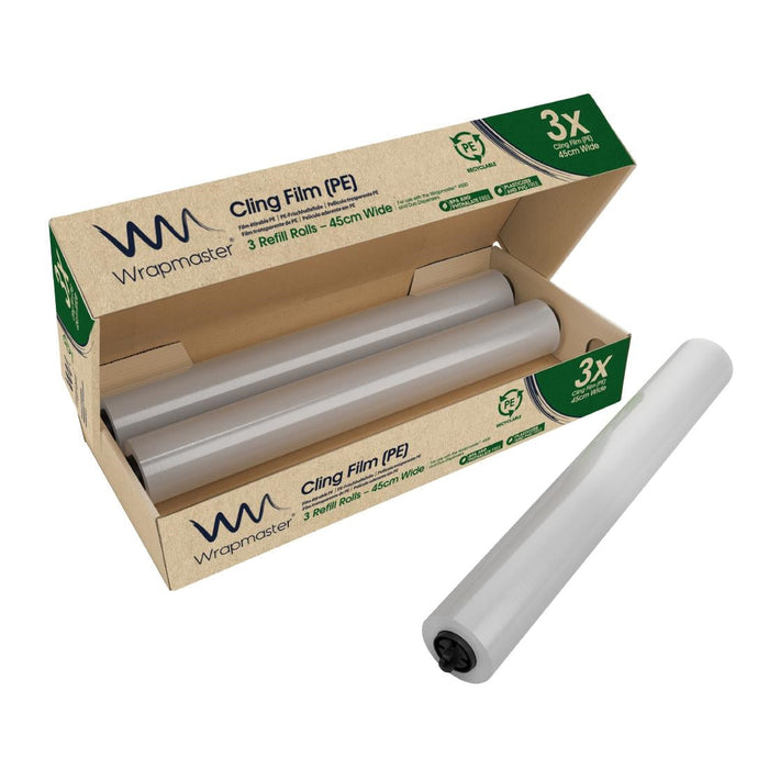 Wrapmaster 4500 PE Cling Film Refill 450mm x 300m (3 Pack) Wrapmaster