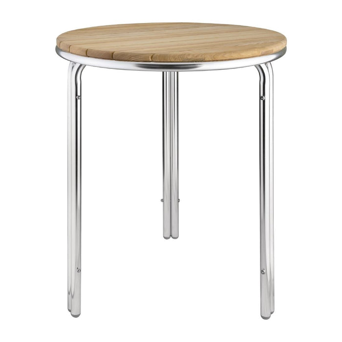 Bolero Round Ash and Aluminium Table 600mm Bolero