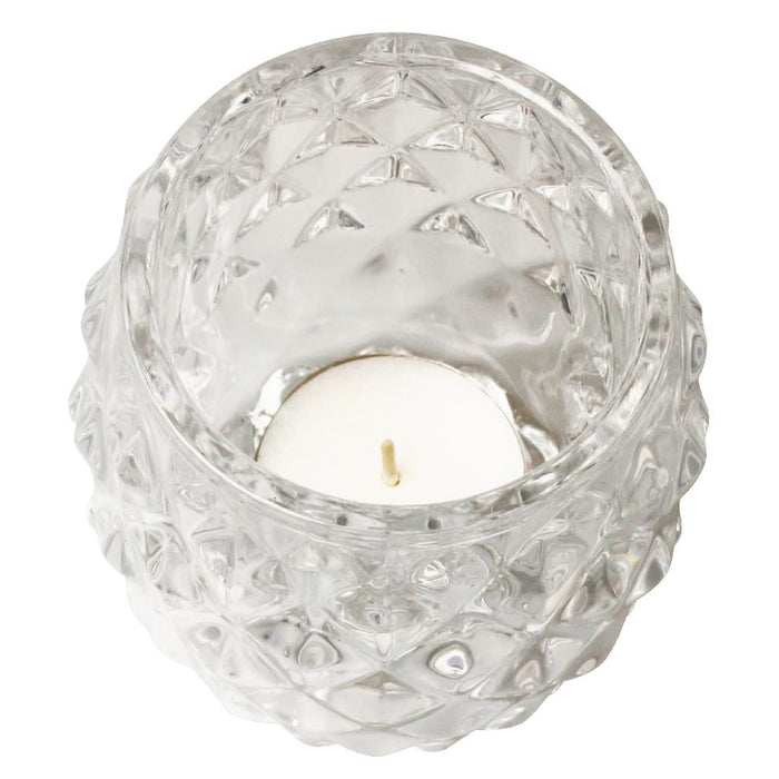 Olympia Glass Diamond Tealight Holder Clear 75mm (6 Pack) Olympia