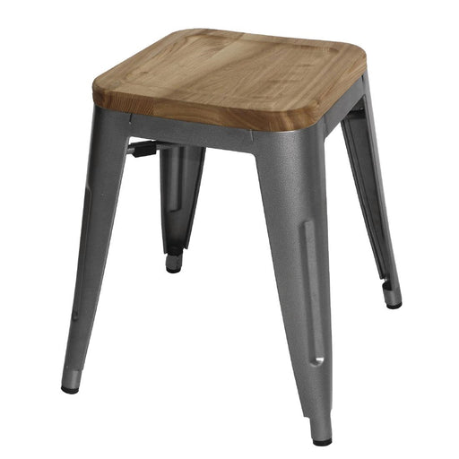 Galvanised Steel. Mango Wood Seat. Stackable. Seat Height: 450mm. FSC 100%