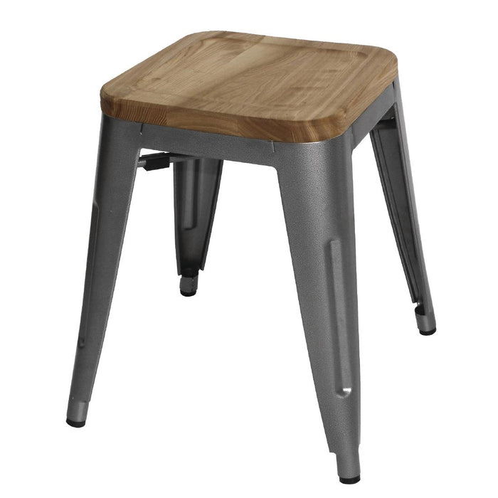 Galvanised Steel. Mango Wood Seat. Stackable. Seat Height: 450mm. FSC 100%
