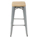 Bolero Bistro High Stools with Wooden Seat Pad Galvanised Steel (4 Pack) Bolero