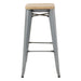 Bolero Bistro High Stools with Wooden Seat Pad Galvanised Steel (4 Pack) Bolero