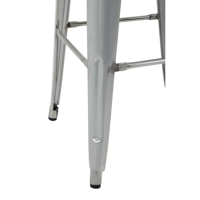 Bolero Bistro High Stools with Wooden Seat Pad Galvanised Steel (4 Pack) Bolero