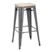 Bolero Bistro High Stools with Wooden Seat Pad Gun Metal (4 Pack) Bolero