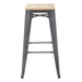Bolero Bistro High Stools with Wooden Seat Pad Gun Metal (4 Pack) Bolero