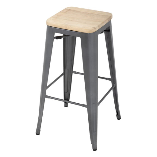 Galvanised Steel. Mango Wood Seat. Stackable. Seat Height: 760mm. FSC 100%