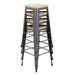 Bolero Bistro High Stools with Wooden Seat Pad Gun Metal (4 Pack) Bolero