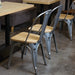 Bolero Bistro Side Chairs with Wooden Seat Pad Galvanised Steel (4 Pack) Bolero
