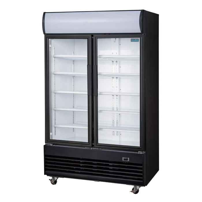 Polar G-Series Upright Hinged Door Display Cooler with Light Box 950Ltr Black Polar