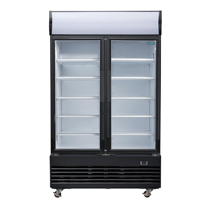 Polar G-Series Upright Hinged Door Display Cooler with Light Box 950Ltr Black Polar